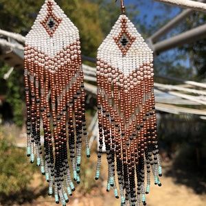 Handmade beaded fringe earrings
